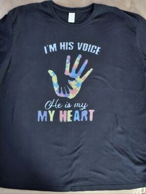 I'm His Voice He is My Heart T-Shirt, World Autism Awareness XXXL